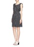 Front View - Click To Enlarge - ARMANI COLLEZIONI - Flower print silk chiffon belted sleeveless dress