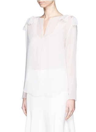 Front View - Click To Enlarge - CHLOÉ - Shoulder tie sheer top