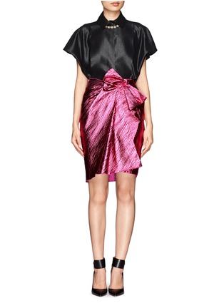 Figure View - Click To Enlarge - LANVIN - Oversize bow lurex pencil skirt