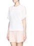 Front View - Click To Enlarge - CHLOÉ - Sheer plissé combo jersey T-shirt