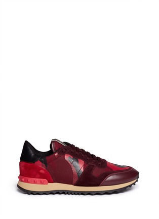 Main View - Click To Enlarge - VALENTINO GARAVANI - Camouflage suede trim sneakers