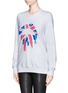 Front View - Click To Enlarge - MARKUS LUPFER - 'Union Jack Drip Lip' sequin sweatshirt