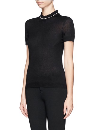 Front View - Click To Enlarge - TORY BURCH - 'Rolanda' ruffle neckline silk-cashmere sweater