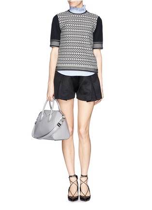 Figure View - Click To Enlarge - TORY BURCH - 'Monique' contrast knit sweater