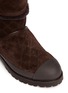 Detail View - Click To Enlarge - TORY BURCH - 'Boughton' quilted suede shearling boots