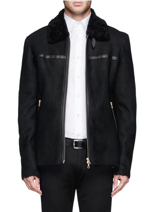Main View - Click To Enlarge - PS PAUL SMITH - Sheepskin suede shearling jacket