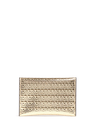 Figure View - Click To Enlarge - ALEXANDER MCQUEEN - Skull textured mirror leather card holder