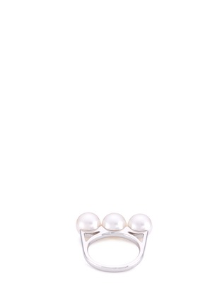  - TASAKI - 'Balance' Akoya pearl 18k white gold ring