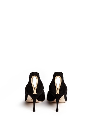 Back View - Click To Enlarge - SERGIO ROSSI - 'Blink' metal rim keyhole back suede pumps