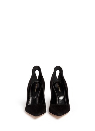 Figure View - Click To Enlarge - SERGIO ROSSI - 'Blink' metal rim keyhole back suede pumps