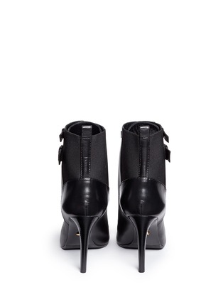Back View - Click To Enlarge - SERGIO ROSSI - Elastic lace-up leather ankle boots