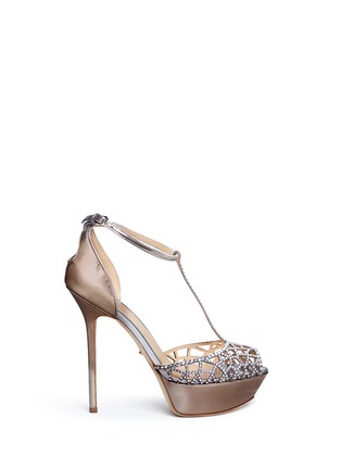 Main View - Click To Enlarge - SERGIO ROSSI - 'Tresor' strass pavé mirror leather sandals