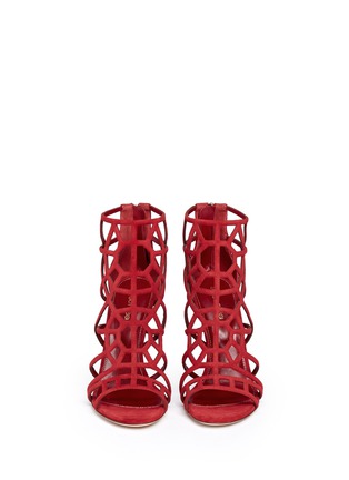 Figure View - Click To Enlarge - SERGIO ROSSI - 'Puzzle' suede cutout cage sandals