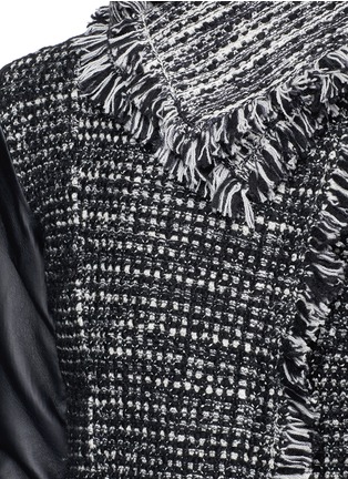 Detail View - Click To Enlarge - VINCE - Leather sleeve bouclé knit jacket