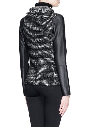 Back View - Click To Enlarge - VINCE - Leather sleeve bouclé knit jacket