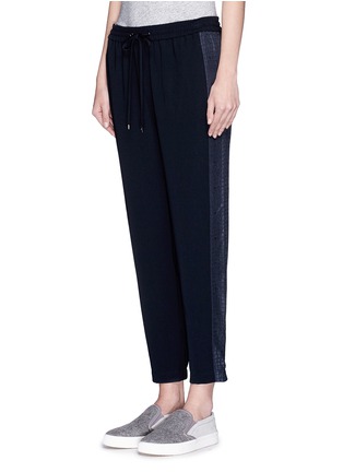 Front View - Click To Enlarge - VINCE - Crocodile print silk stripe crepe joggers