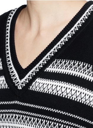 Detail View - Click To Enlarge - VINCE - Textured stripe cotton sweater