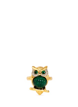 Main View - Click To Enlarge - KENNETH JAY LANE - Crystal pavé emerald owl ring