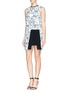 Figure View - Click To Enlarge - TANYA TAYLOR - 'Frankie' cutout front leaf print shift dress