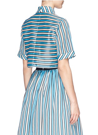 Back View - Click To Enlarge - TANYA TAYLOR - 'Cory' regimental stripe cropped shirt