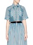 Main View - Click To Enlarge - TANYA TAYLOR - 'Cory' regimental stripe cropped shirt
