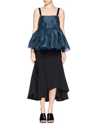 Detail View - Click To Enlarge - ELLERY - 'Marine' satin strap organza flare top