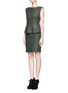 Front View - Click To Enlarge - ALICE & OLIVIA - Metallic floral embroidery peplum dress