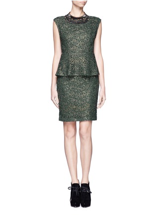 Figure View - Click To Enlarge - ALICE & OLIVIA - Metallic floral embroidery peplum dress