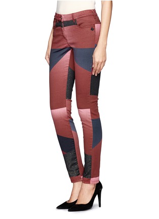 Front View - Click To Enlarge -  - Glitter colour-block skinny jeans