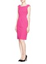 Front View - Click To Enlarge - ARMANI COLLEZIONI - Pleated boat neck dress