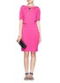 Figure View - Click To Enlarge - ARMANI COLLEZIONI - Elasticated waistband silk-blend dress