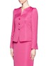 Front View - Click To Enlarge - ARMANI COLLEZIONI - Stitched patterned satin jacket