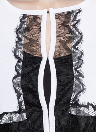 Detail View - Click To Enlarge - EMILIO PUCCI - Contrast lace trim cropped cardigan