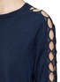 Detail View - Click To Enlarge - CHLOÉ - Cut-out lace trim cashmere-silk sweater