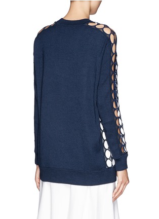 Back View - Click To Enlarge - CHLOÉ - Cut-out lace trim cashmere-silk sweater