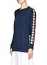 Front View - Click To Enlarge - CHLOÉ - Cut-out lace trim cashmere-silk sweater