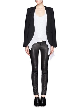 Figure View - Click To Enlarge - HAIDER ACKERMANN - Reversible contrast piping peplum top