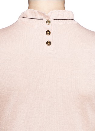 Detail View - Click To Enlarge - TORY BURCH - 'Rolanda' ruffle neckline silk-cashmere sweater