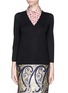 Main View - Click To Enlarge - TORY BURCH - 'Lacey' shirt collar insert sweater