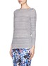 Front View - Click To Enlarge - TORY BURCH - 'Lesley' linen stripe T-shirt