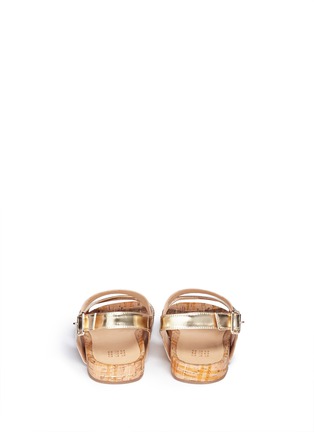 Back View - Click To Enlarge - PEDDER RED - Metallic leather strap cork sandals