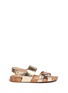 Main View - Click To Enlarge - PEDDER RED - Metallic leather strap cork sandals