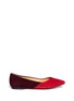 Main View - Click To Enlarge - PEDDER RED - Colourblock suede skimmer flats