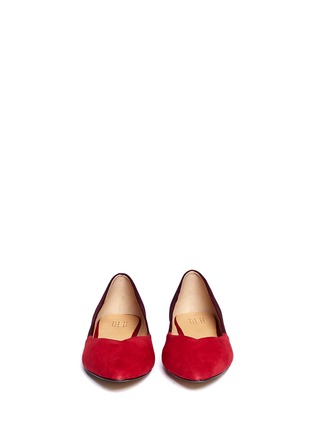 Figure View - Click To Enlarge - PEDDER RED - Colourblock suede skimmer flats