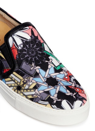 Detail View - Click To Enlarge - PEDDER RED - Floral geometry twill slip-ons 