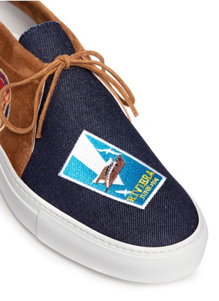 Detail View - Click To Enlarge - JOSHUA SANDERS - 'Vintage Trip' embroidered patch suede denim sneakers