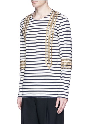Front View - Click To Enlarge - PORTS 1961 - Sailor embellished stripe long sleeve T-shirt
