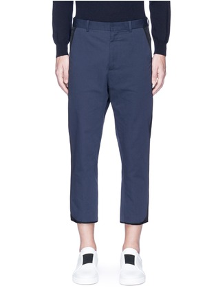 Main View - Click To Enlarge - PORTS 1961 - Contrast outseam cropped cotton-linen pants