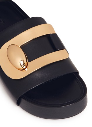 Detail View - Click To Enlarge - STELLA LUNA - 'Stella' turnlock buckle leather platform slide sandals