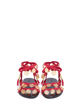 Front View - Click To Enlarge - STELLA LUNA - 'Anatolia' ethnic coin braided cord sandals